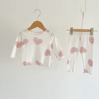 Load image into Gallery viewer, 2 Pieces Set Baby Girls Love heart Polka dots Print Tops And Pants Wholesale 220802480
