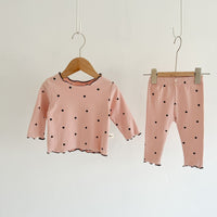 Load image into Gallery viewer, 2 Pieces Set Baby Girls Love heart Polka dots Print Tops And Pants Wholesale 220802480
