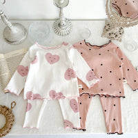 Load image into Gallery viewer, 2 Pieces Set Baby Girls Love heart Polka dots Print Tops And Pants Wholesale 220802480
