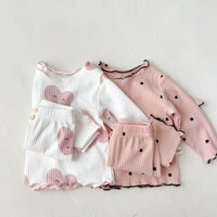 Load image into Gallery viewer, 2 Pieces Set Baby Girls Love heart Polka dots Print Tops And Pants Wholesale 220802480
