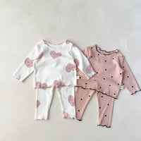 Load image into Gallery viewer, 2 Pieces Set Baby Girls Love heart Polka dots Print Tops And Pants Wholesale 220802480
