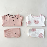 Load image into Gallery viewer, 2 Pieces Set Baby Girls Love heart Polka dots Print Tops And Pants Wholesale 220802480
