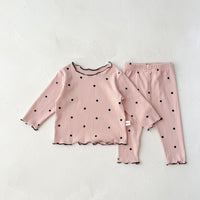 Load image into Gallery viewer, 2 Pieces Set Baby Girls Love heart Polka dots Print Tops And Pants Wholesale 220802480
