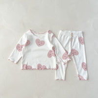 Load image into Gallery viewer, 2 Pieces Set Baby Girls Love heart Polka dots Print Tops And Pants Wholesale 220802480
