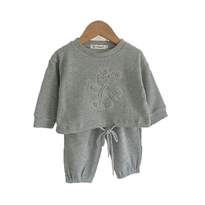 2 Pieces Set Baby Kid Unisex Solid Color Hoodies Swearshirts And Pants Wholesale 220802506