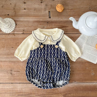 Load image into Gallery viewer, 2 Pieces Set Baby Kid Girls Flower Embroidered Rompers And Blouses Wholesale 220802515
