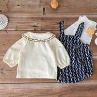 Load image into Gallery viewer, 2 Pieces Set Baby Kid Girls Flower Embroidered Rompers And Blouses Wholesale 220802515
