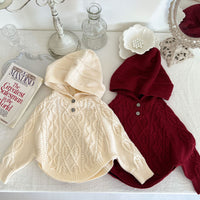 Load image into Gallery viewer, Baby Kid Girls Solid Color Crochet Sweaters Wholesale 220802526

