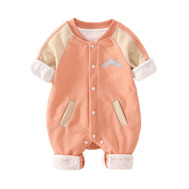 Baby Unisex Solid Color Embroidered Jumpsuits Wholesale 220802562