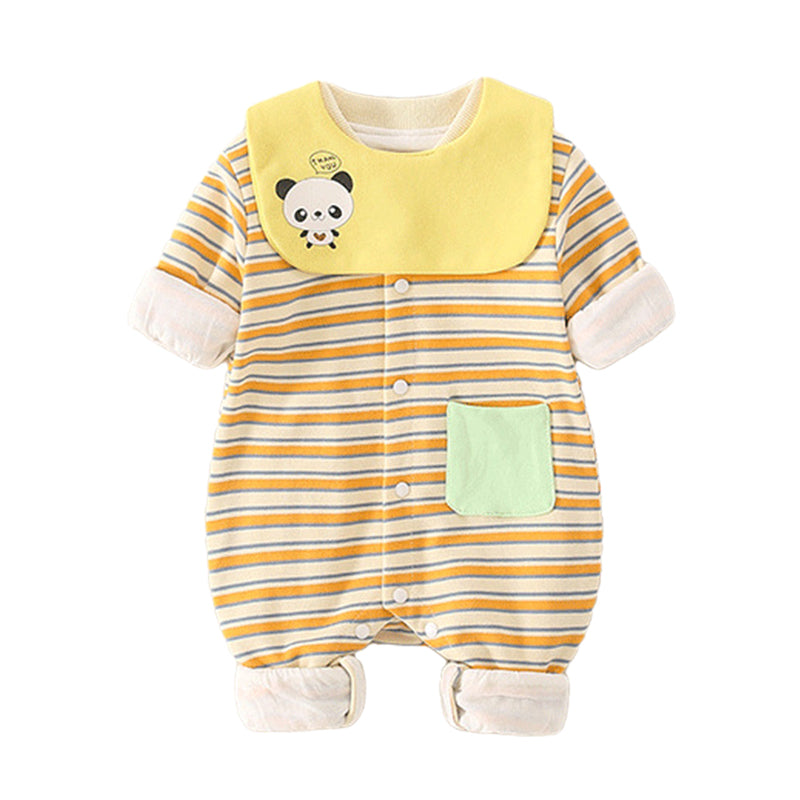 Baby Unisex Striped Cartoon Print Jumpsuits Wholesale 220802567