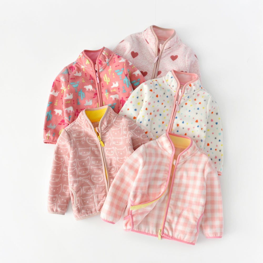 Baby Kid Girls Love heart Checked Cartoon Print Jackets Outwears Wholesale 22080288