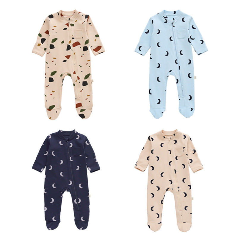 Baby Unisex Crescent moon Print Jumpsuits Wholesale 220805138