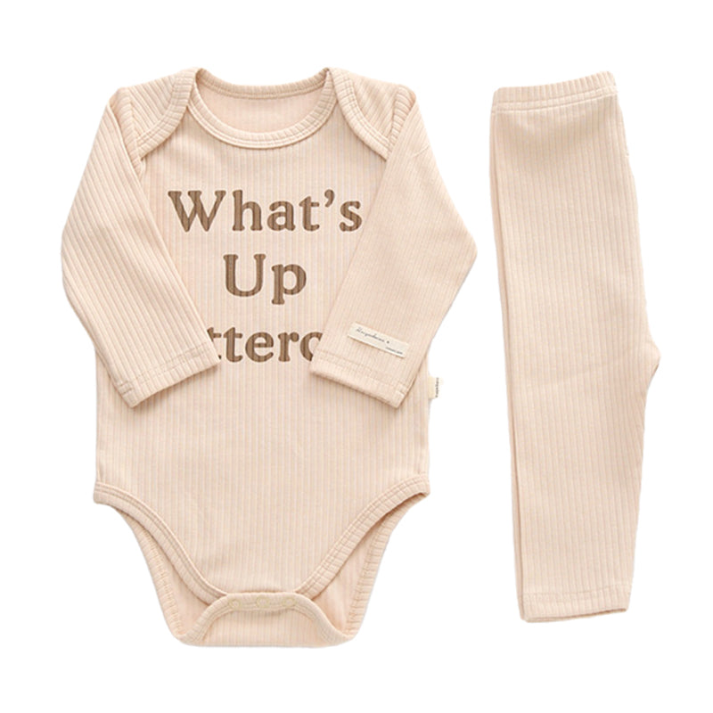 2 Pieces Set Baby Unisex Letters Rompers And Solid Color Pants Wholesale 220805141