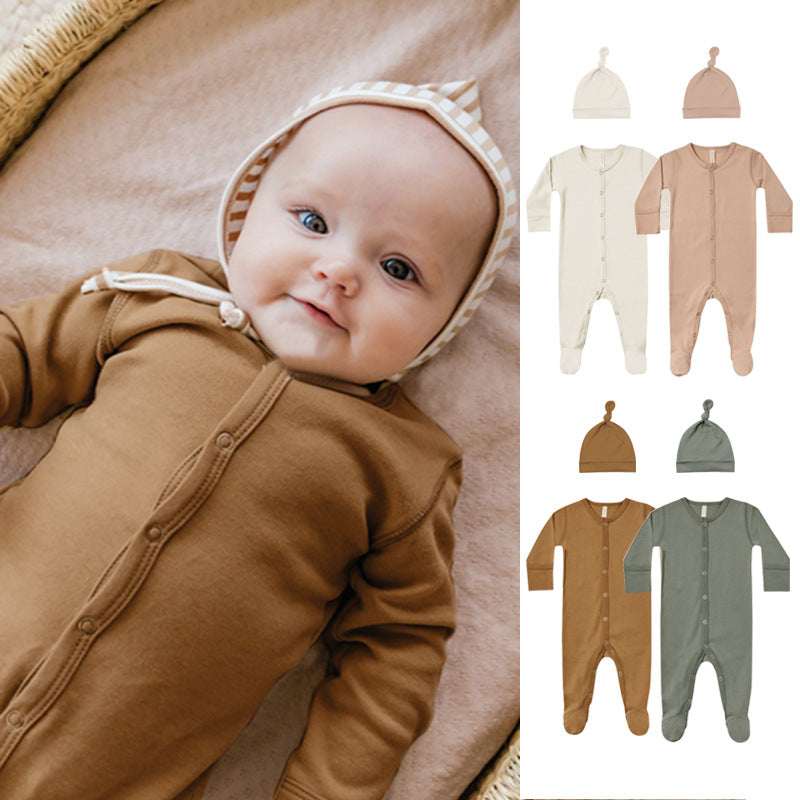 Baby Unisex Solid Color Jumpsuits And Accessories Hats Wholesale 220805156