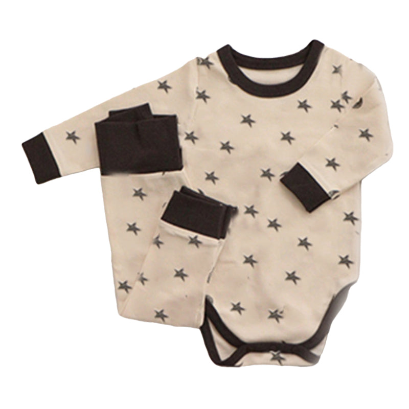 2 Pieces Set Baby Unisex Color-blocking Star Print Rompers And Pants Wholesale 220805165