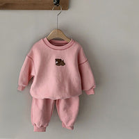 Load image into Gallery viewer, 2 Pieces Set Baby Kid Unisex Sports Cartoon Embroidered Hoodies&amp;Swearshirts And Solid Color Pants Wholesale 220805198
