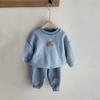 Load image into Gallery viewer, 2 Pieces Set Baby Kid Unisex Sports Cartoon Embroidered Hoodies&amp;Swearshirts And Solid Color Pants Wholesale 220805198
