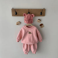 Load image into Gallery viewer, 2 Pieces Set Baby Kid Unisex Sports Cartoon Embroidered Hoodies&amp;Swearshirts And Solid Color Pants Wholesale 220805198
