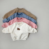 Load image into Gallery viewer, 2 Pieces Set Baby Kid Unisex Sports Cartoon Embroidered Hoodies&amp;Swearshirts And Solid Color Pants Wholesale 220805198
