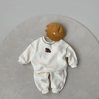 Load image into Gallery viewer, 2 Pieces Set Baby Kid Unisex Sports Cartoon Embroidered Hoodies&amp;Swearshirts And Solid Color Pants Wholesale 220805198
