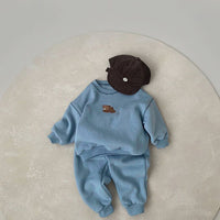 Load image into Gallery viewer, 2 Pieces Set Baby Kid Unisex Sports Cartoon Embroidered Hoodies&amp;Swearshirts And Solid Color Pants Wholesale 220805198
