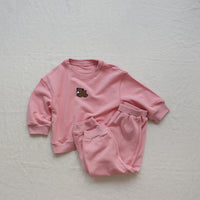 Load image into Gallery viewer, 2 Pieces Set Baby Kid Unisex Sports Cartoon Embroidered Hoodies&amp;Swearshirts And Solid Color Pants Wholesale 220805198
