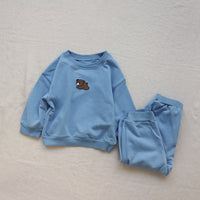 Load image into Gallery viewer, 2 Pieces Set Baby Kid Unisex Sports Cartoon Embroidered Hoodies&amp;Swearshirts And Solid Color Pants Wholesale 220805198
