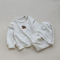 Load image into Gallery viewer, 2 Pieces Set Baby Kid Unisex Sports Cartoon Embroidered Hoodies&amp;Swearshirts And Solid Color Pants Wholesale 220805198
