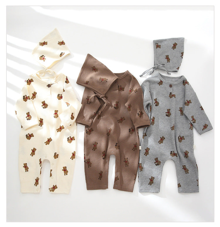 Baby Unisex Animals Print Jumpsuits And Accessories Hats Wholesale 220805208