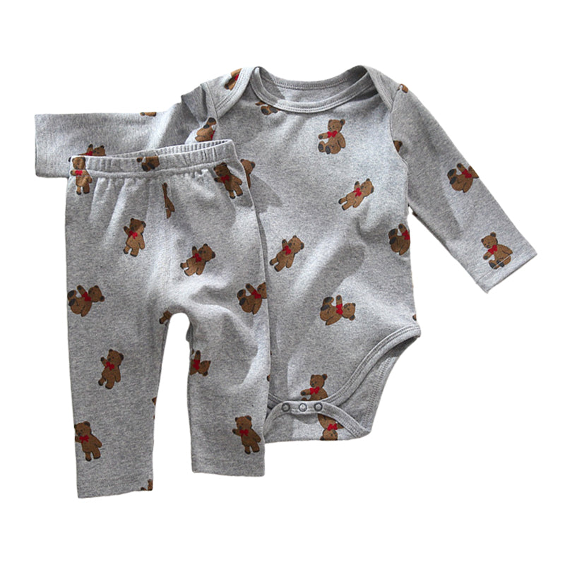 2 Pieces Set Baby Unisex Animals Print Rompers And Pants Wholesale 220805224