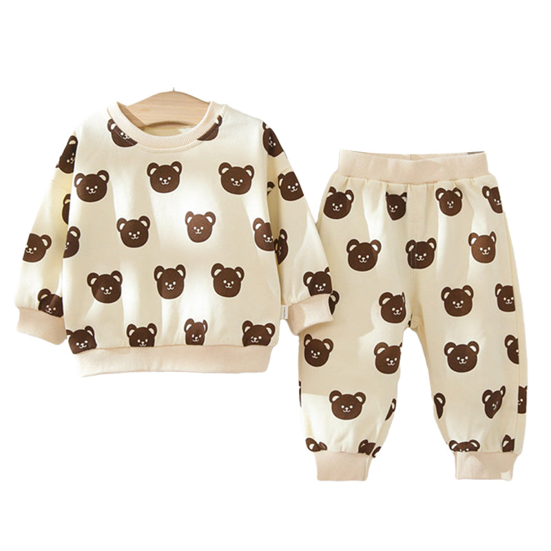 2 Pieces Set Baby Unisex Animals Cartoon Print Hoodies Swearshirts And Pants Wholesale 220805236