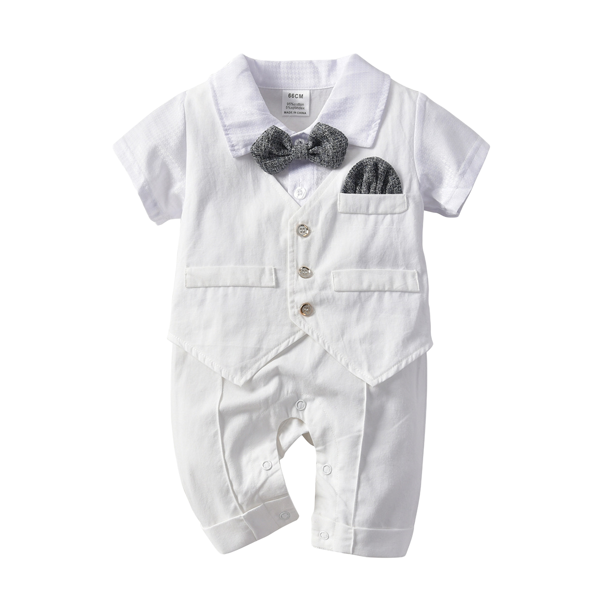 Baby Boys Solid Color Bow Birthday Party Jumpsuits Wholesale 220805353
