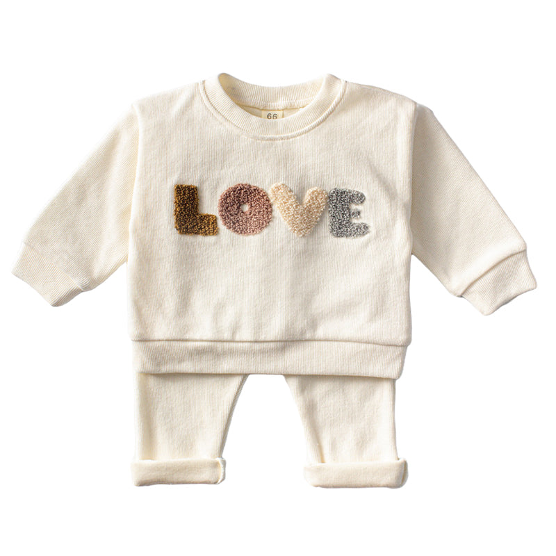 2 Pieces Set Baby Boys Letters Hoodies Swearshirts And Solid Color Pants Wholesale 220805417