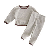 Load image into Gallery viewer, 2 Pieces Set Baby Kid Unisex Solid Color Striped Tops And Pants Wholesale 220805478
