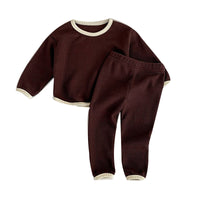 Load image into Gallery viewer, 2 Pieces Set Baby Kid Unisex Solid Color Striped Tops And Pants Wholesale 220805478
