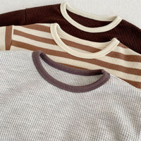 Load image into Gallery viewer, 2 Pieces Set Baby Kid Unisex Solid Color Striped Tops And Pants Wholesale 220805478
