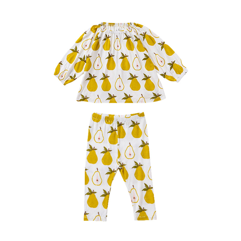 2 Pieces Set Baby Girls Fruit Print Tops And Pants Wholesale 220805481