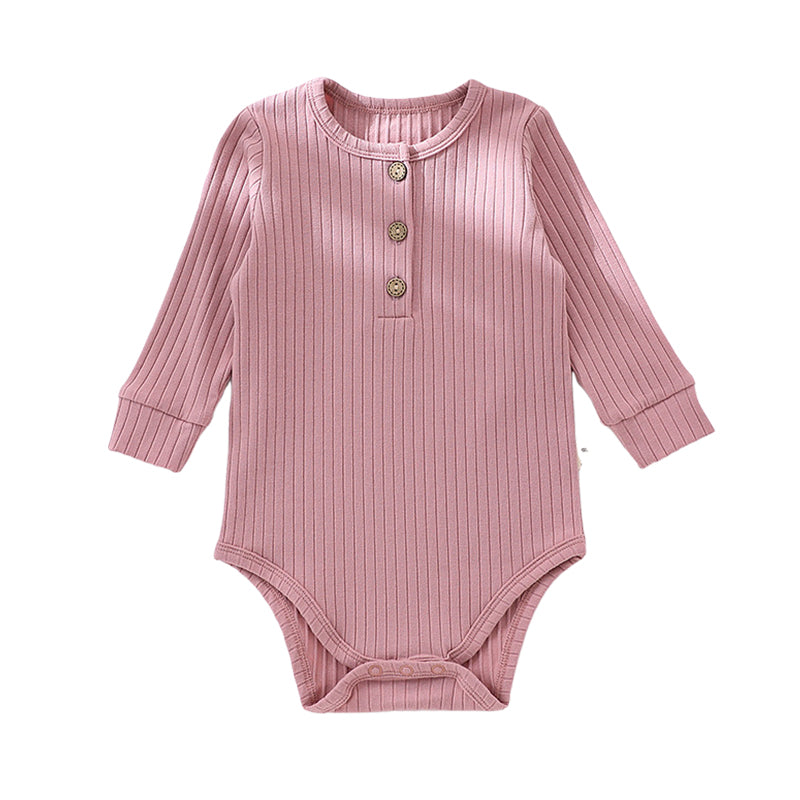 Baby Unisex Solid Color Muslin&Ribbed Pants Rompers Wholesale 220805497