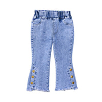 Load image into Gallery viewer, Baby Kid Girls Solid Color Flower Pants Jeans Wholesale 220805501
