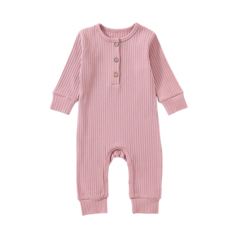 Baby Unisex Solid Color Muslin&Ribbed Jumpsuits Wholesale 220805502