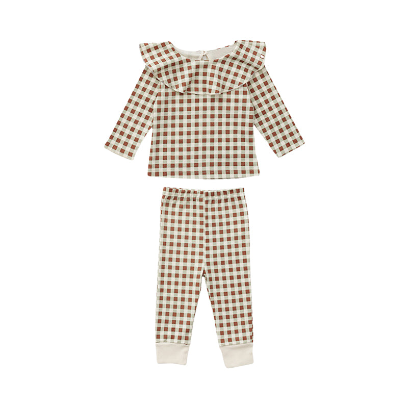 2 Pieces Set Baby Unisex Checked Cartoon Tops And Pants Wholesale 220805529