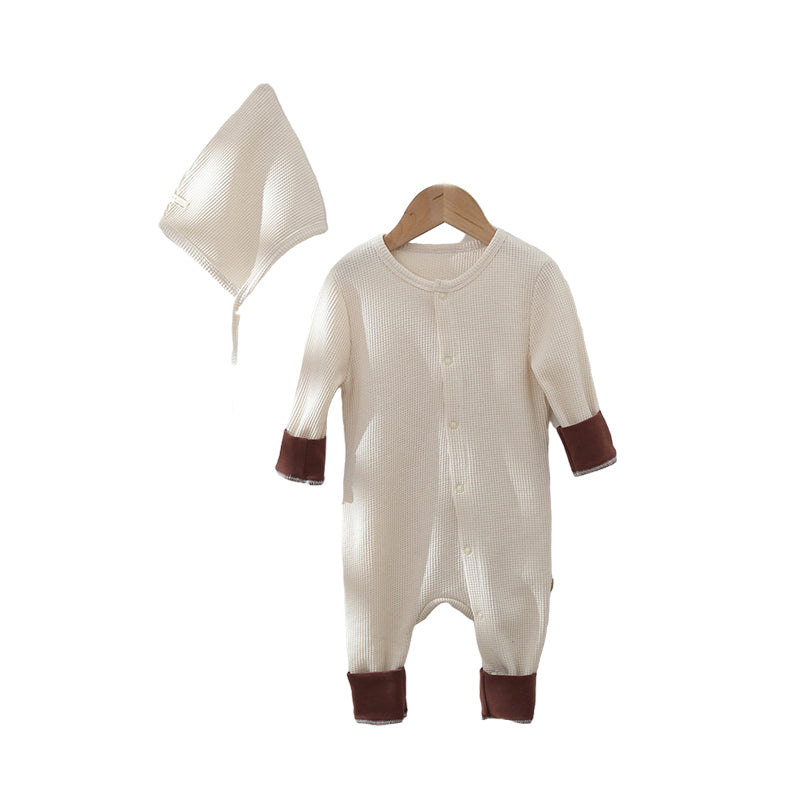 Baby Unisex Color-blocking Muslin&Ribbed Jumpsuits Wholesale 22080553
