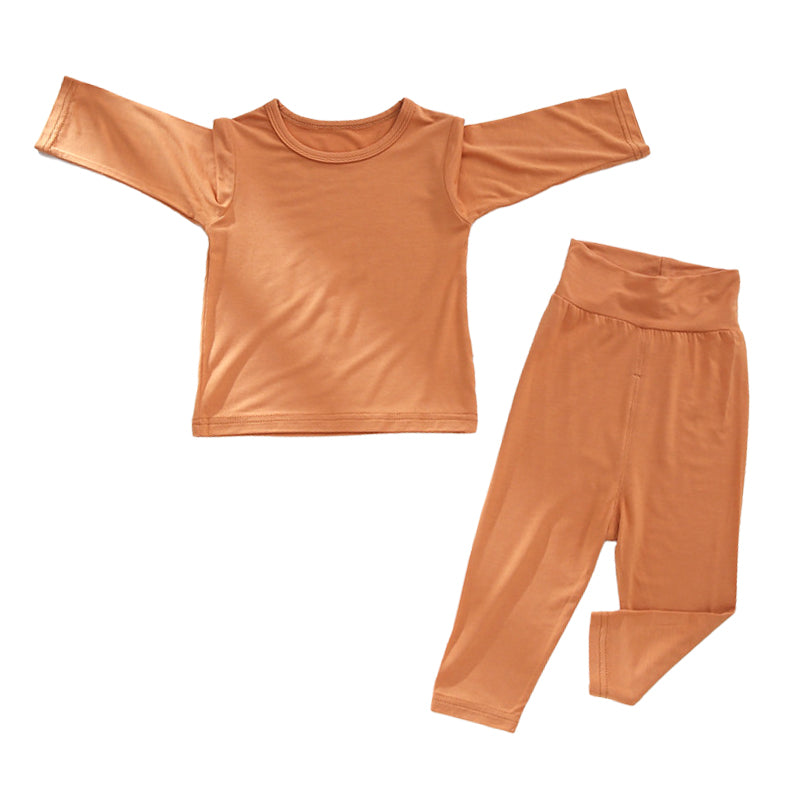 2 Pieces Set Baby Kid Girls Boys Solid Color Tops And Pants Wholesale 22080558