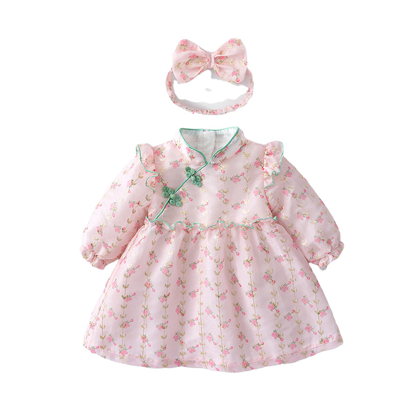 Baby Kid Girls Flower Print Dresses Wholesale 220809516