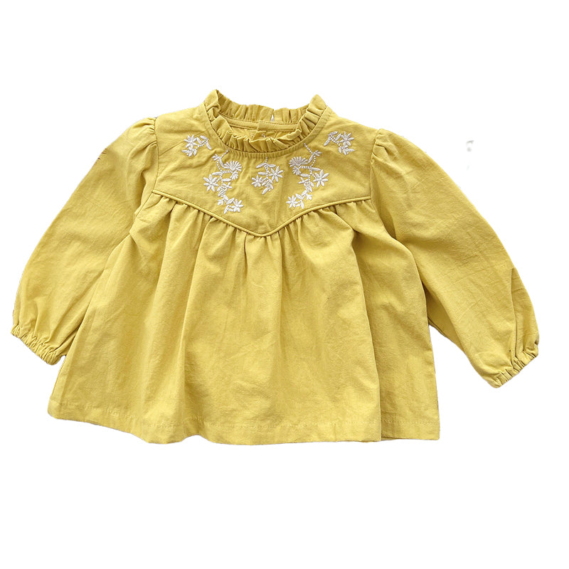 Baby Kid Girls Flower Embroidered Tops Wholesale 220809535