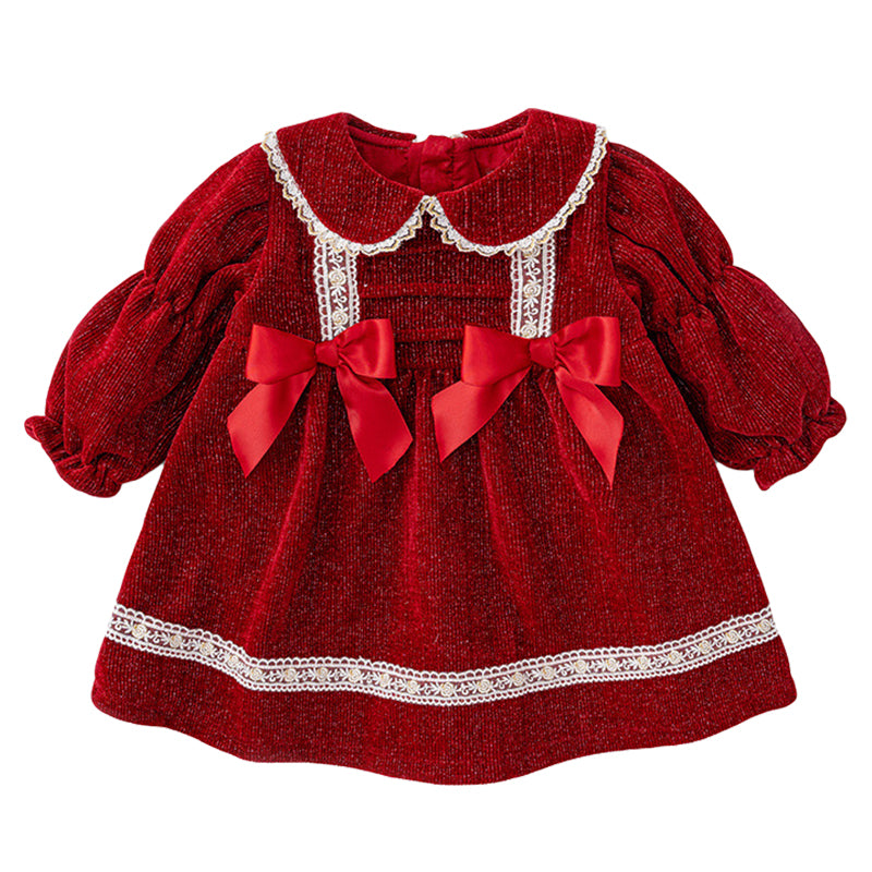 Baby Kid Girls Bow Lace Dresses Wholesale 220809605