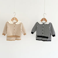 Load image into Gallery viewer, 2 Pieces Set Baby Kid Girls Houndstooth Jackets Outwears And Shorts Wholesale 220811115
