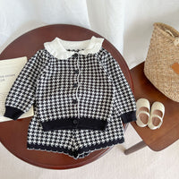Load image into Gallery viewer, 2 Pieces Set Baby Kid Girls Houndstooth Jackets Outwears And Shorts Wholesale 220811115
