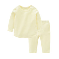 Load image into Gallery viewer, 2 Pieces Set Baby Kid Unisex Solid Color Muslin&amp;Ribbed Tops And Pants Wholesale 22081121
