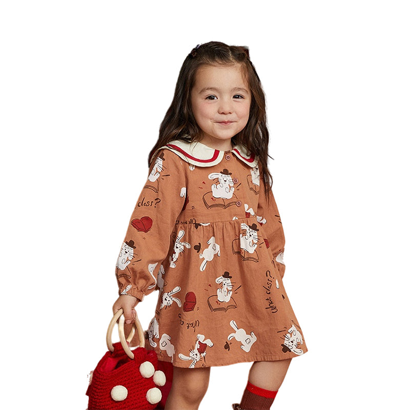 Baby Kid Girls Letters Animals Cartoon Print Dresses Wholesale 220811240